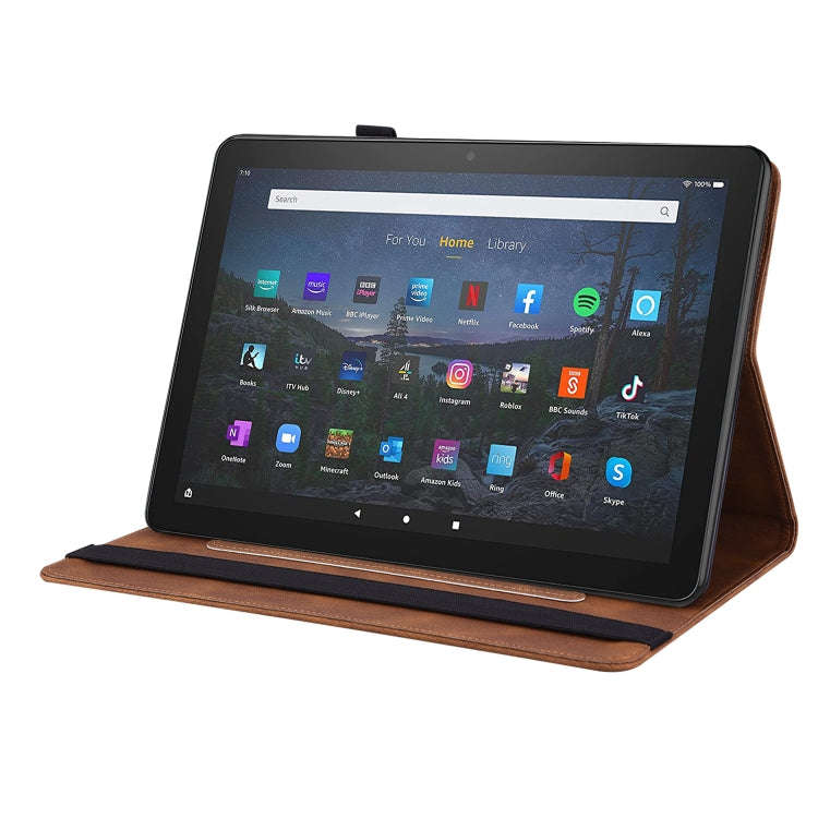 For Amazon Kindle Fire HD 8 2020 Butterfly Flower Embossed Leather Tablet Case(Brown)