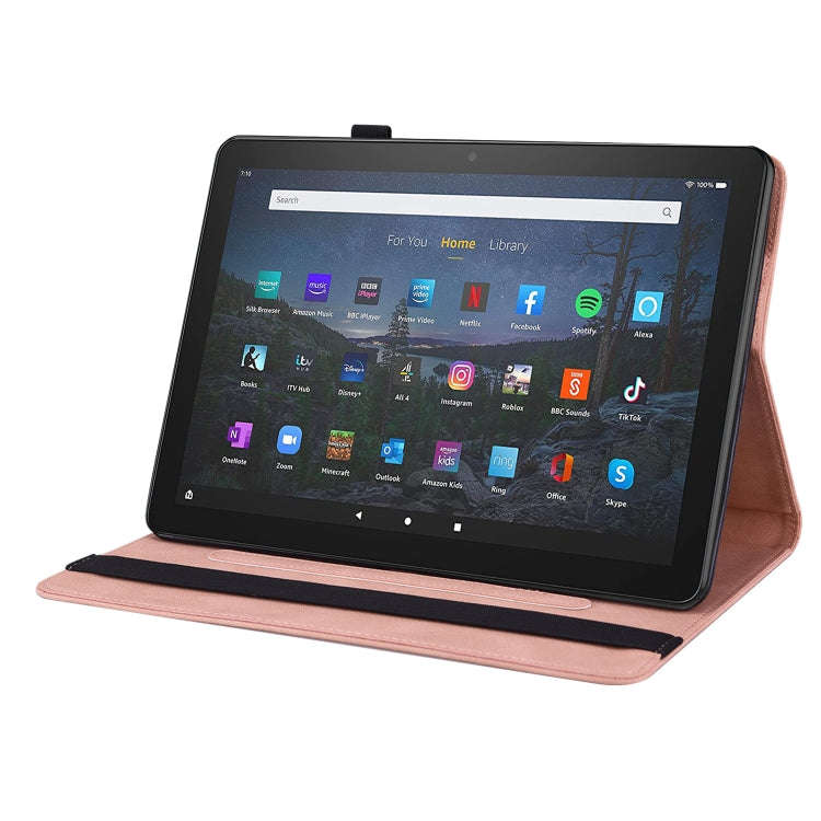 For Amazon Kindle Fire HD 8 2020 Butterfly Flower Embossed Leather Tablet Case(Rose Gold)