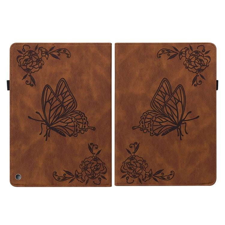 For Amazon Kindle Fire HD 10 2021 / 10 Plus 2021 Butterfly Flower Embossed Leather Tablet Case(Br...
