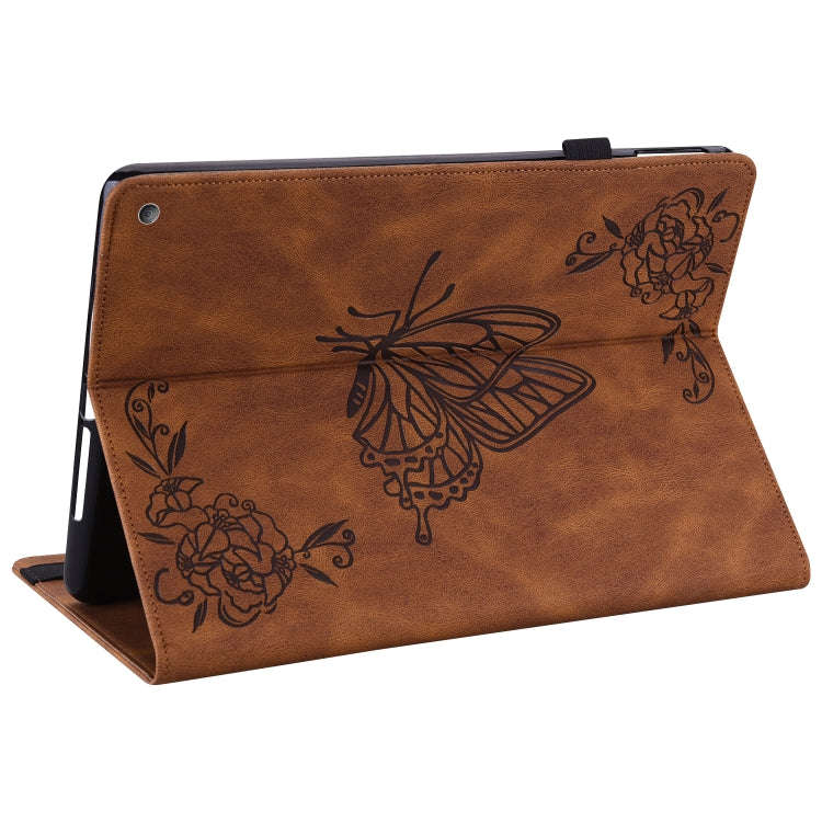 For Amazon Kindle Fire HD 10 2021 / 10 Plus 2021 Butterfly Flower Embossed Leather Tablet Case(Br...