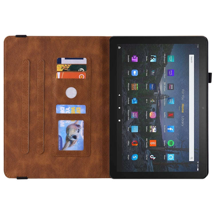 For Amazon Kindle Fire HD 10 2021 / 10 Plus 2021 Butterfly Flower Embossed Leather Tablet Case(Br...