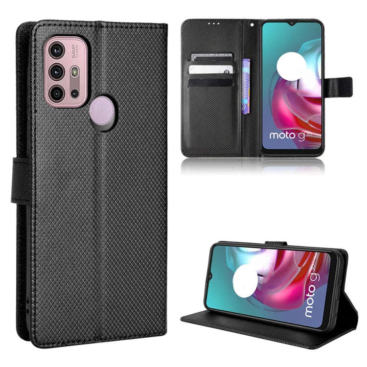 For Motorola Moto G30 / G10 / G20 / G10 Power Diamond Texture Leather Phone Case(Black)