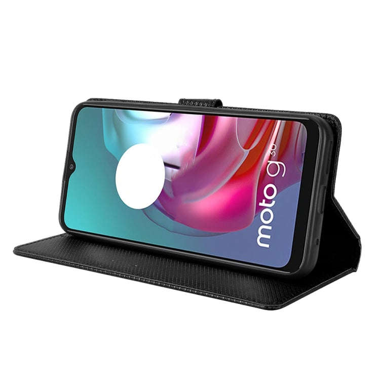 For Motorola Moto G30 / G10 / G20 / G10 Power Diamond Texture Leather Phone Case(Black)