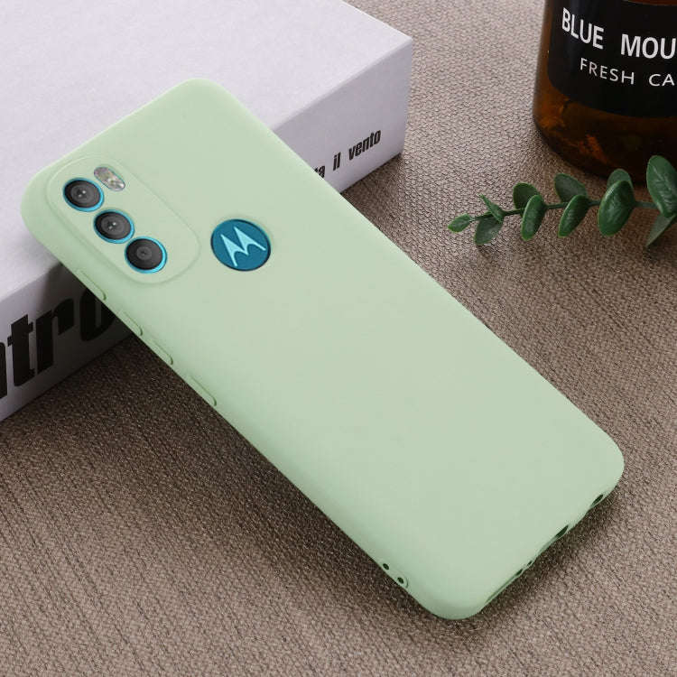 For Motorola Moto G71 5G Pure Color Liquid Silicone Shockproof Full Coverage Phone Case(Green)