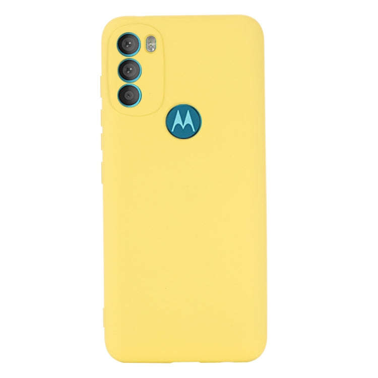 For Motorola Moto G71 5G Pure Color Liquid Silicone Shockproof Full Coverage Phone Case(Yellow)