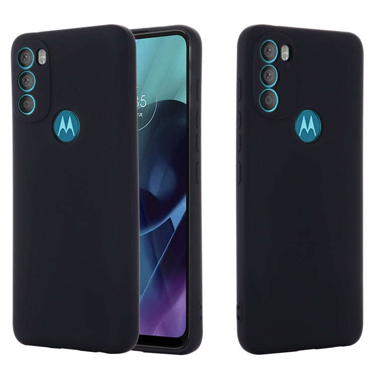 For Motorola Moto G71 5G Pure Color Liquid Silicone Shockproof Full Coverage Phone Case(Black)