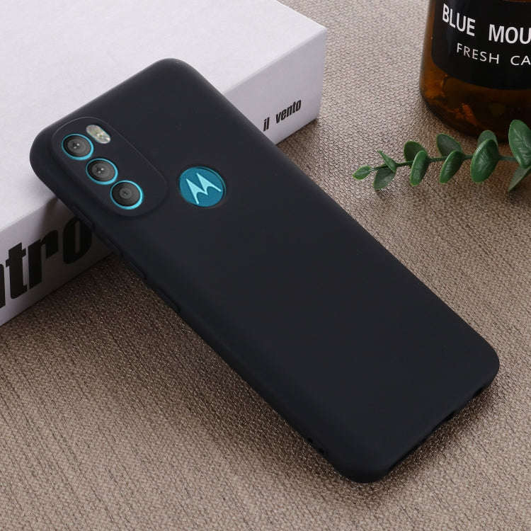 For Motorola Moto G71 5G Pure Color Liquid Silicone Shockproof Full Coverage Phone Case(Black)
