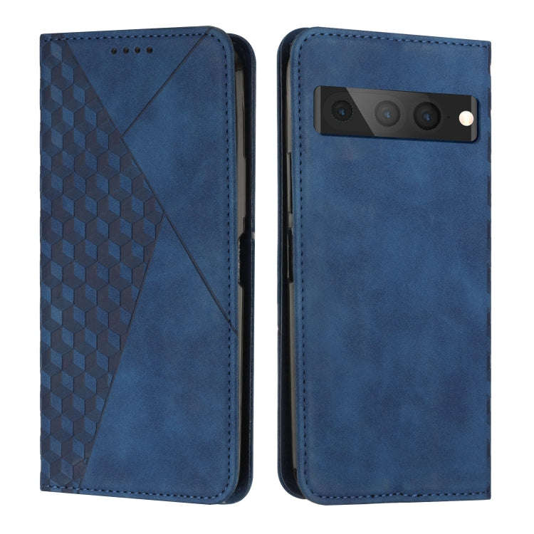 For Google Pixel 7 Pro Diamond Splicing Skin Feel Magnetic Leather Phone Case(Blue)