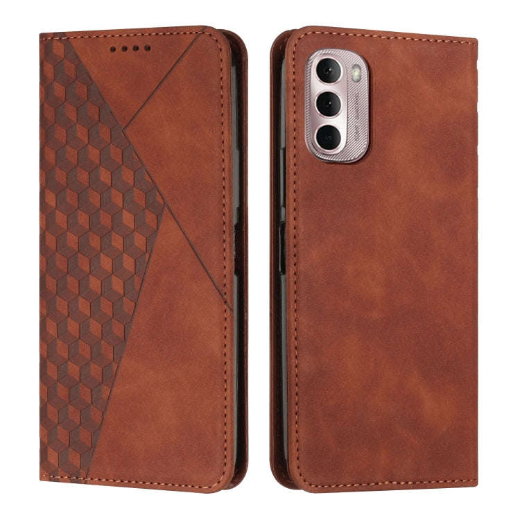 For Motorola Moto G Stylus 2022 4G Diamond Splicing Skin Feel Magnetic Leather Phone Case(Brown)