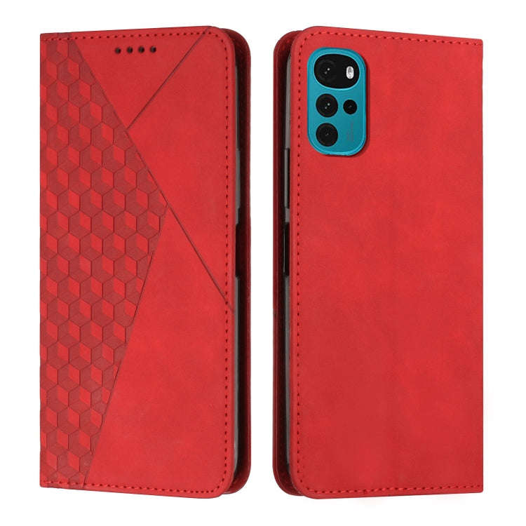 For Motorola Moto G22 Diamond Splicing Skin Feel Magnetic Leather Phone Case(Red)