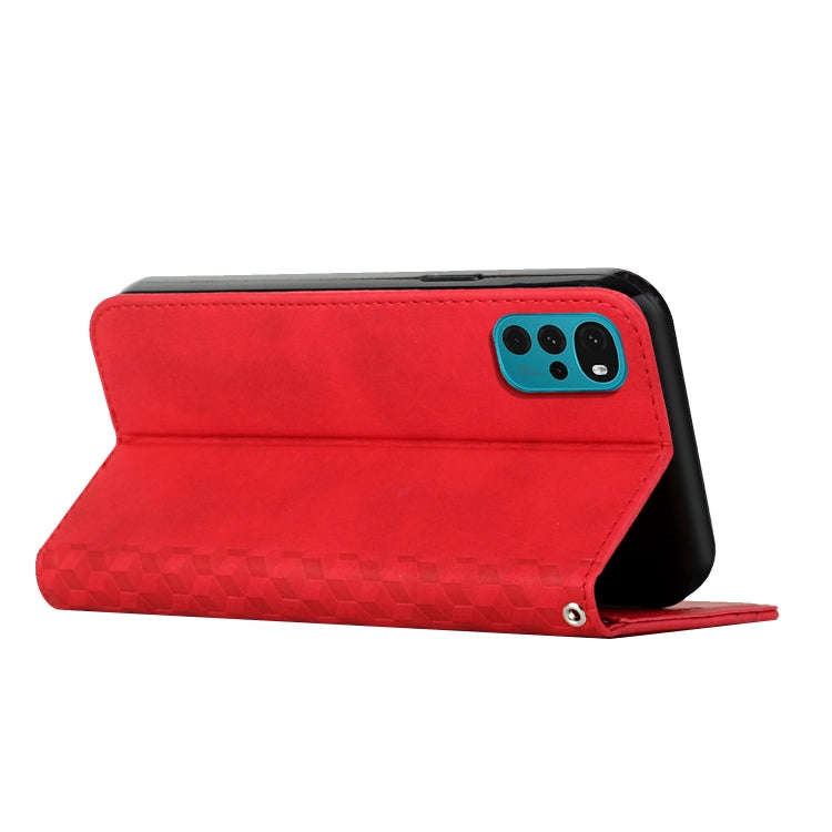 For Motorola Moto G22 Diamond Splicing Skin Feel Magnetic Leather Phone Case(Red)