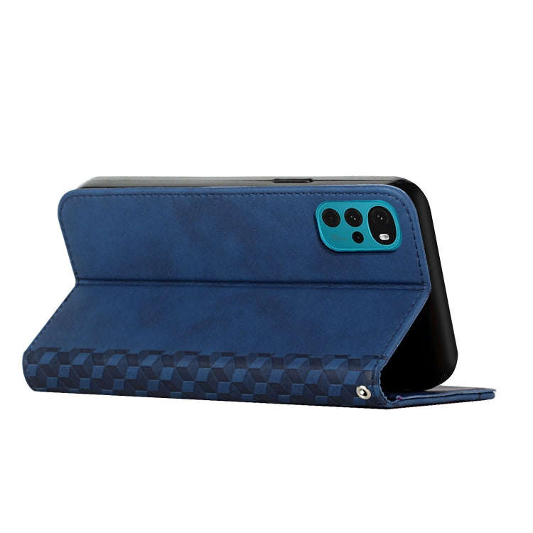 For Motorola Moto G22 Diamond Splicing Skin Feel Magnetic Leather Phone Case(Blue)