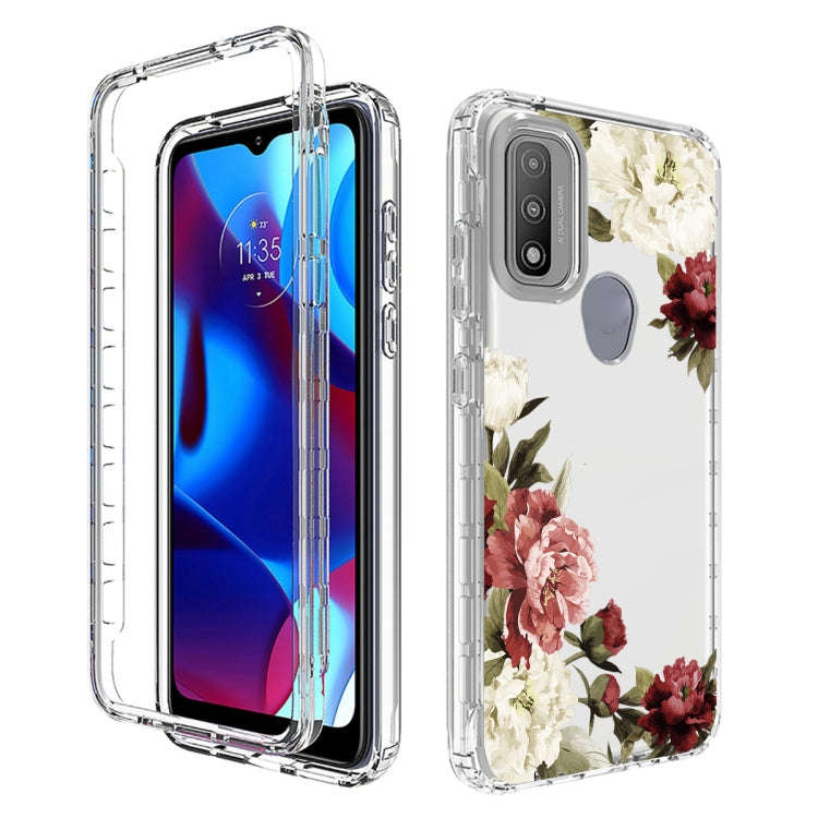 For Motorola Moto G Pure PC+TPU Transparent Painted Phone Case(Rose)