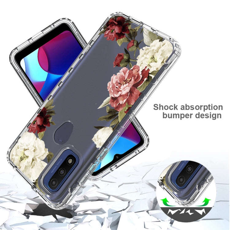 For Motorola Moto G Pure PC+TPU Transparent Painted Phone Case(Rose)