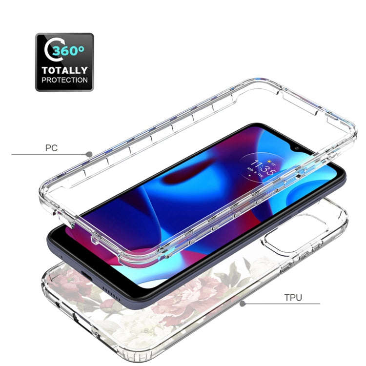 For Motorola Moto G Pure PC+TPU Transparent Painted Phone Case(Rose)