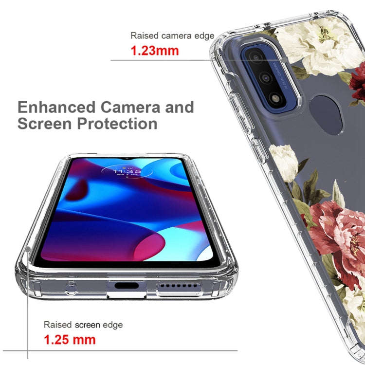 For Motorola Moto G Pure PC+TPU Transparent Painted Phone Case(Rose)