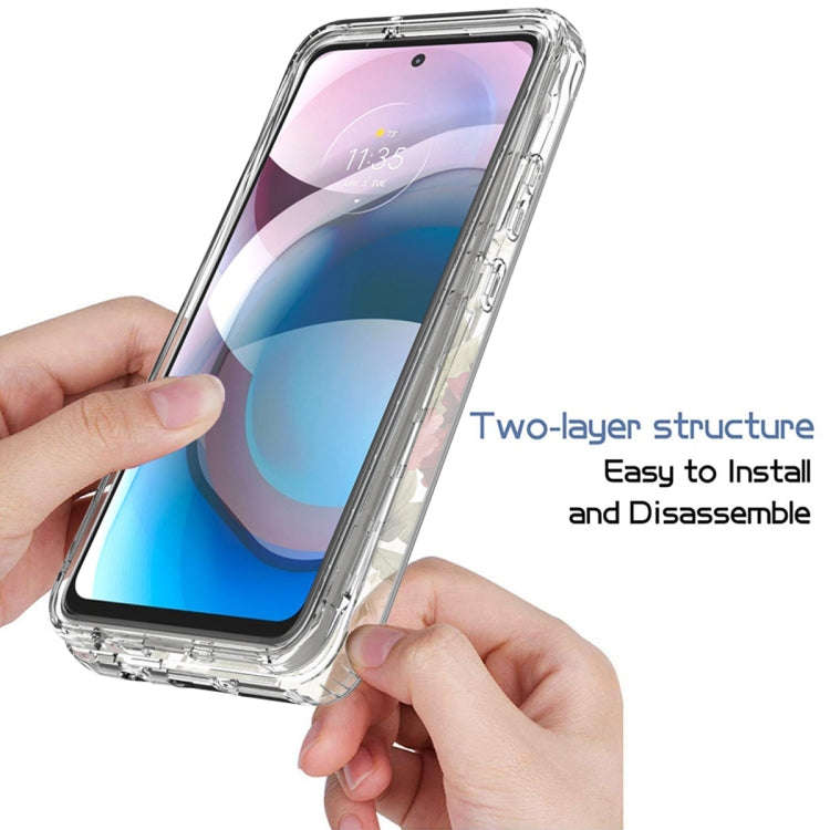 For Motorola One 5G Ace PC+TPU Transparent Painted Phone Case(Rose)