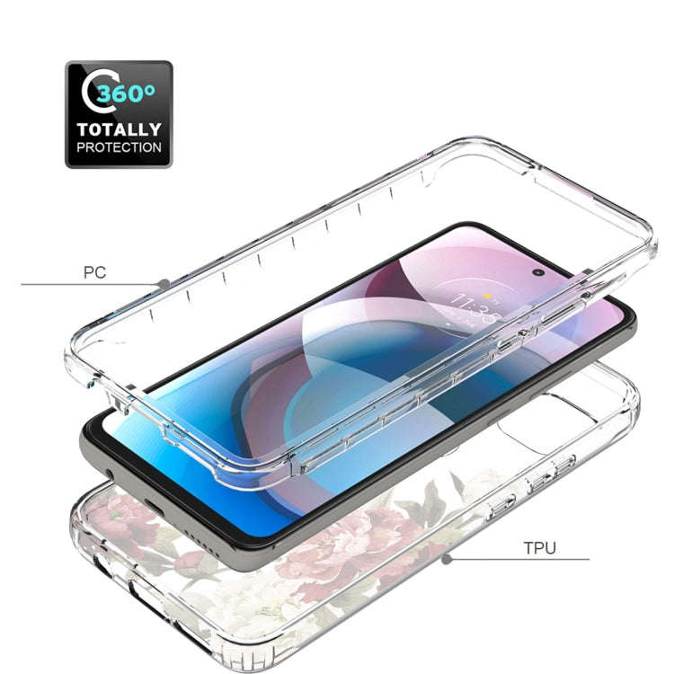 For Motorola One 5G Ace PC+TPU Transparent Painted Phone Case(Rose)