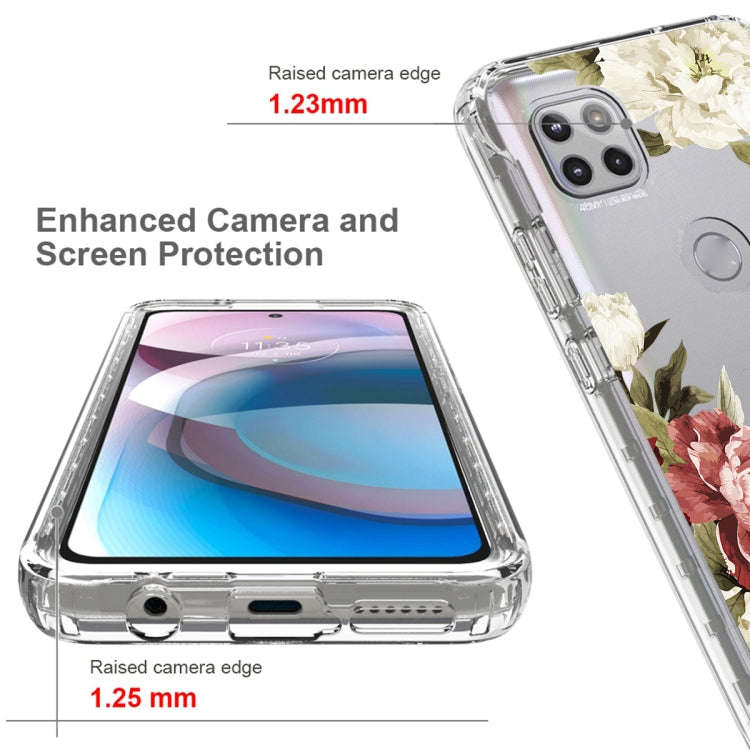 For Motorola One 5G Ace PC+TPU Transparent Painted Phone Case(Rose)