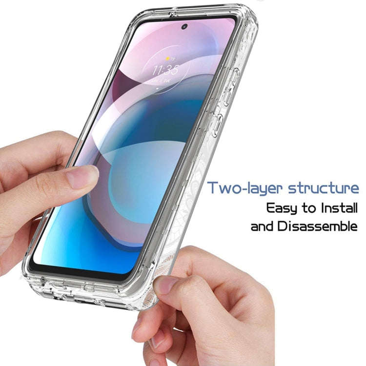 For Motorola One 5G Ace PC+TPU Transparent Painted Phone Case(White Flower)