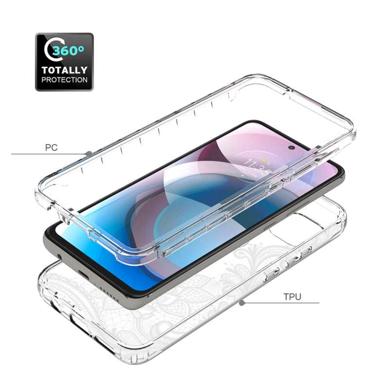For Motorola One 5G Ace PC+TPU Transparent Painted Phone Case(White Flower)
