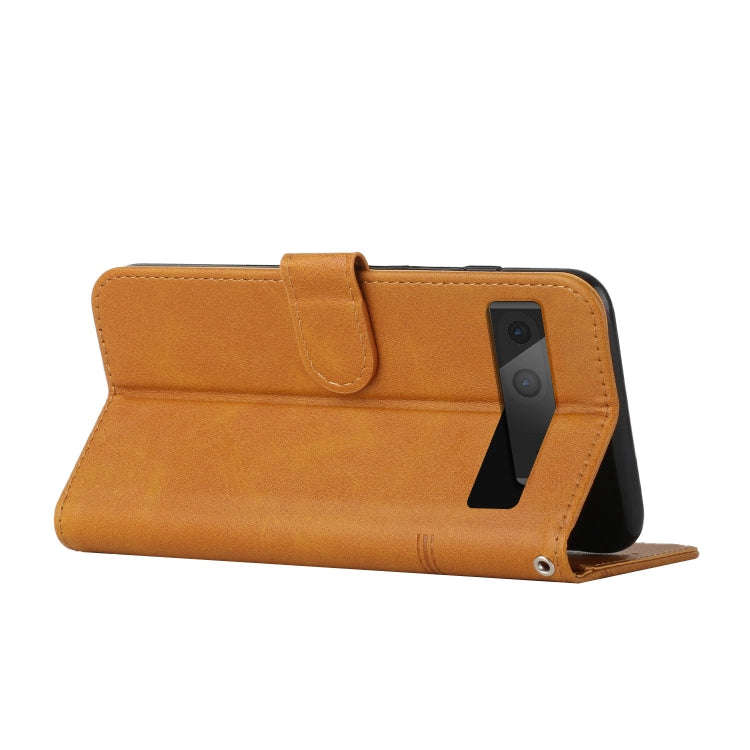 For Google Pixel 7 Stitching Calf Texture Buckle Leather Phone Case(Yellow)