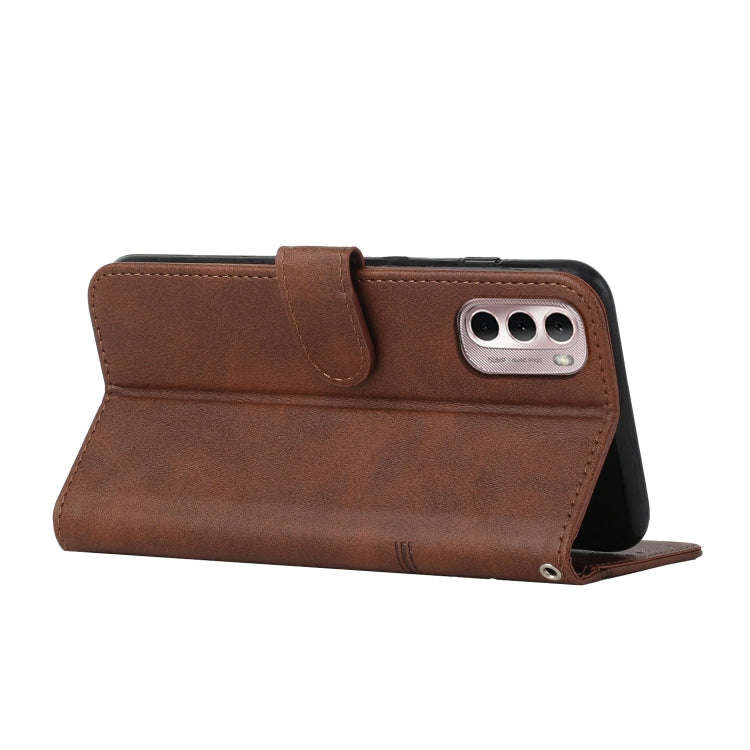 For Motorola Moto G Stylus 2022 4G Stitching Calf Texture Buckle Leather Phone Case(Brown)