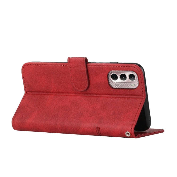 For Motorola Moto G Stylus 2022 5G Stitching Calf Texture Buckle Leather Phone Case(Red)