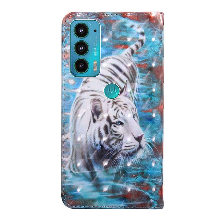 For Motorola Moto E20 / E30 / E40 3D Painted Pattern Leather Phone Case(Tiger)