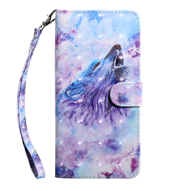 For Motorola Moto E20 / E30 / E40 3D Painted Pattern Leather Phone Case(Roaring Wolf)