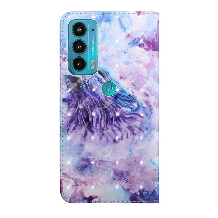 For Motorola Moto E20 / E30 / E40 3D Painted Pattern Leather Phone Case(Roaring Wolf)
