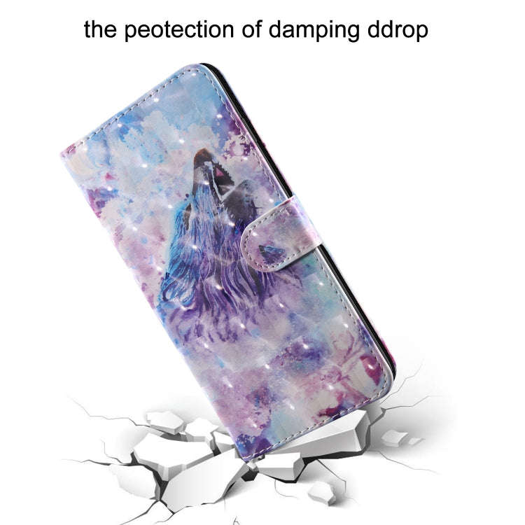For Motorola Moto E20 / E30 / E40 3D Painted Pattern Leather Phone Case(Roaring Wolf)
