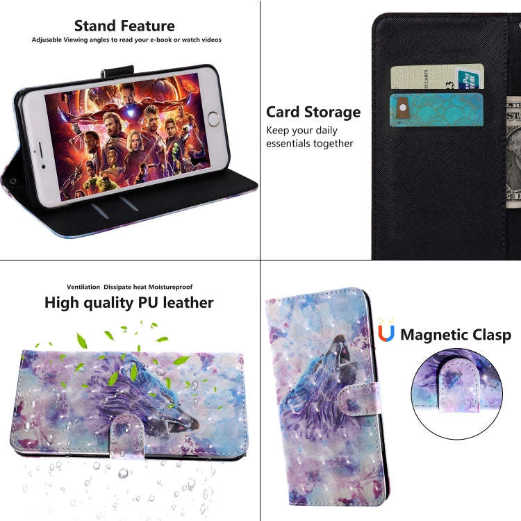 For Motorola Moto E20 / E30 / E40 3D Painted Pattern Leather Phone Case(Roaring Wolf)