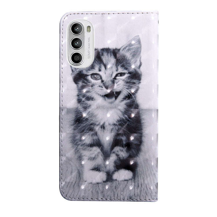 For Motorola Moto G52 3D Painted Pattern Leather Phone Case(Smile Cat)