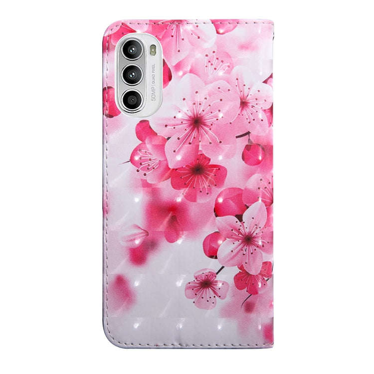 For Motorola Moto G52 3D Painted Pattern Leather Phone Case(Red Flower)