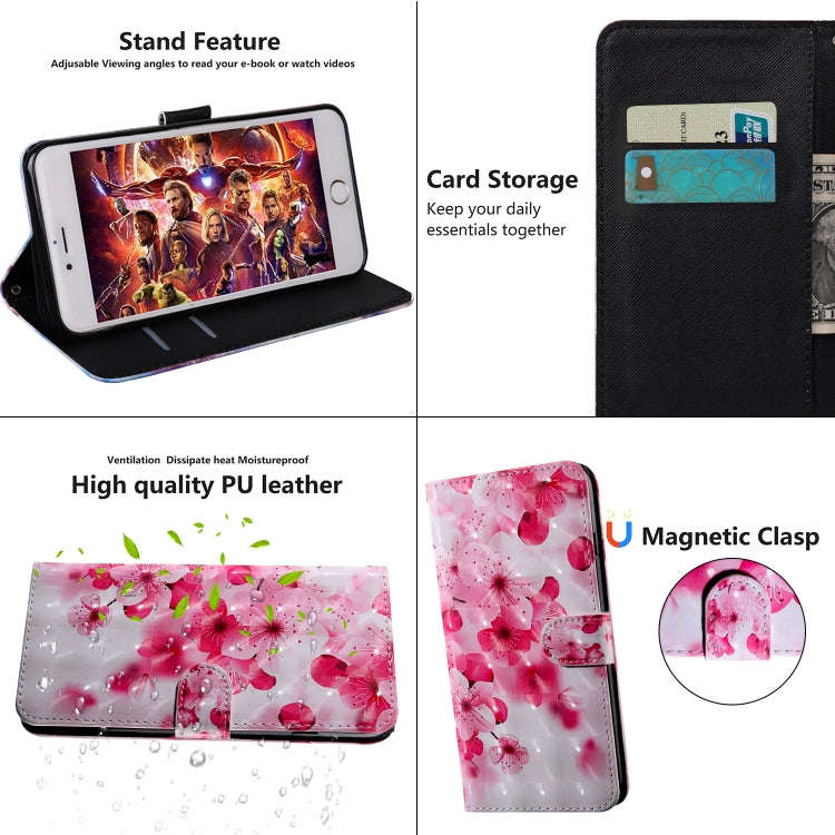For Motorola Moto G52 3D Painted Pattern Leather Phone Case(Red Flower)