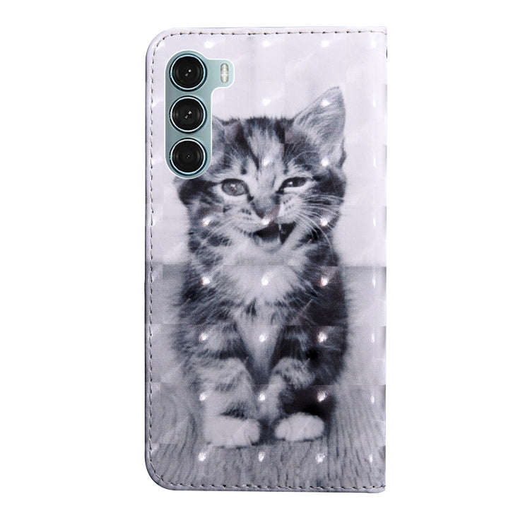 For Motorola Moto G200 5G 3D Painted Pattern Leather Phone Case(Smile Cat)