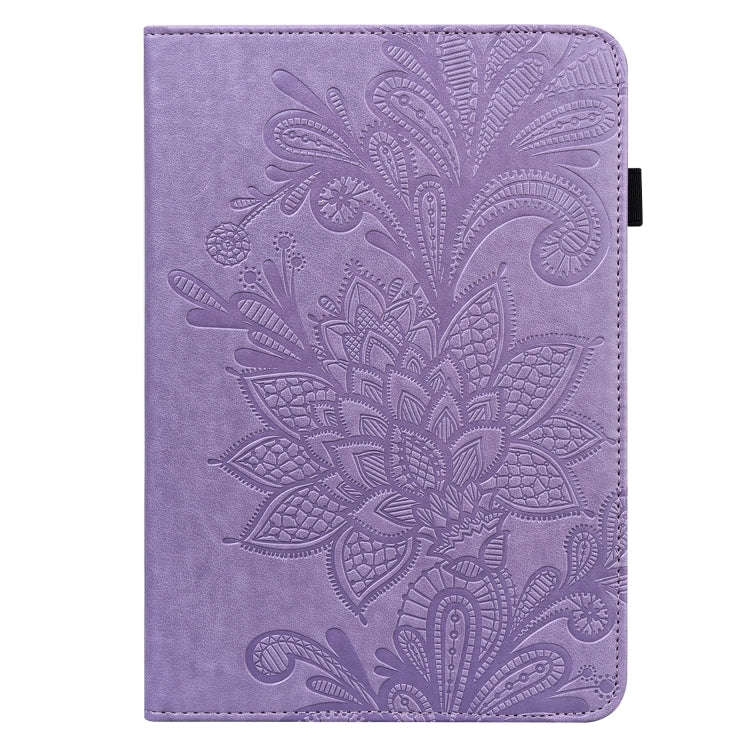 For Lenovo M10 Plus 10.6 3rd Gen 2022 Lace Flower Embossing Pattern Leather Tablet Case(Purple)