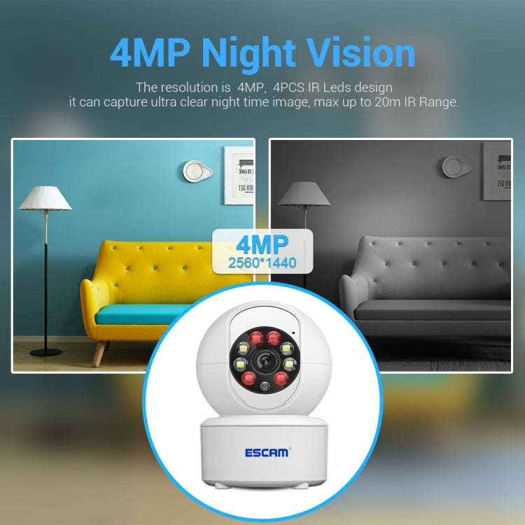 ESCAM QF005 4MP Indoor HD WiFi Pan-tilt Camera, Support Motion Detection / Two-way Audio / Night ...