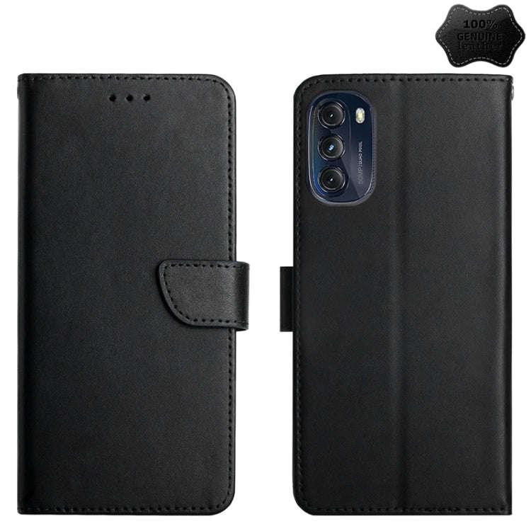 For Motorola Moto G 5G 2022 Genuine Leather Fingerprint-proof Horizontal Flip Phone Case(Black)