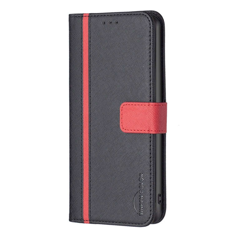 For Motorola Moto E40 / E30 BF13 Color Matching Cross Texture Leather Phone Case(Black)