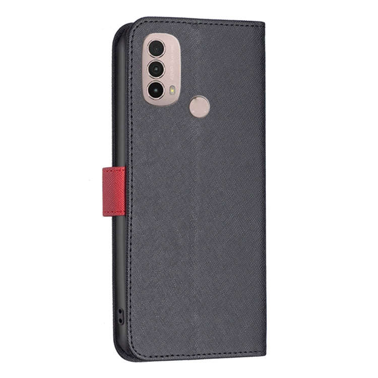 For Motorola Moto E40 / E30 BF13 Color Matching Cross Texture Leather Phone Case(Black)