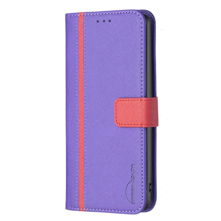 For Motorola Moto E40 / E30 BF13 Color Matching Cross Texture Leather Phone Case(Purple)