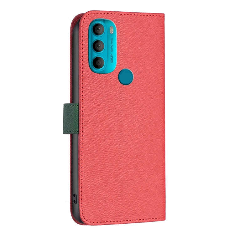 For Motorola Moto G71 5G BF13 Color Matching Cross Texture Leather Phone Case(Red)