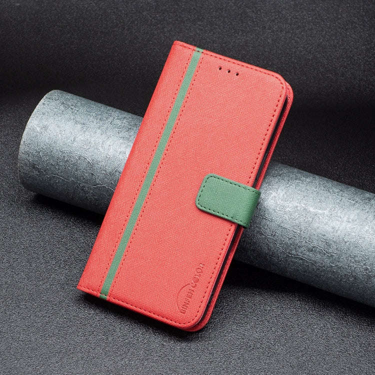 For Motorola Moto G71 5G BF13 Color Matching Cross Texture Leather Phone Case(Red)