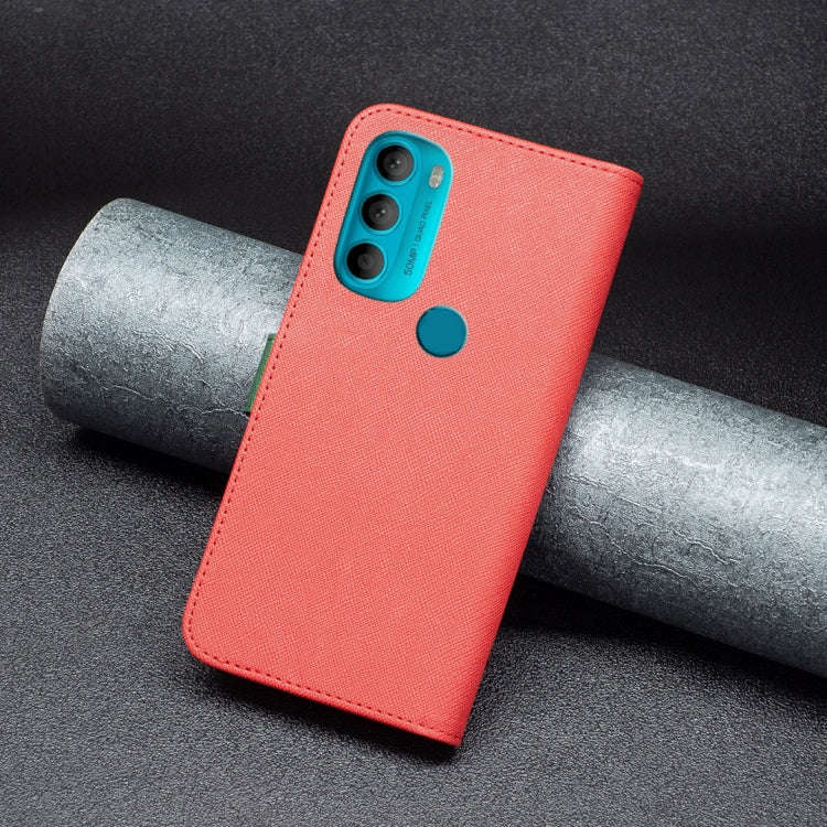 For Motorola Moto G71 5G BF13 Color Matching Cross Texture Leather Phone Case(Red)