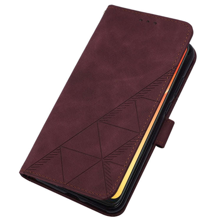 For Itel P37/Vision 2S/P651L Crossbody 3D Embossed Flip Leather Phone Case(Wine Red)
