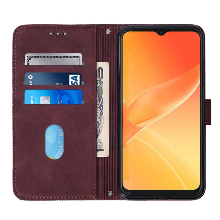 For Itel P37/Vision 2S/P651L Crossbody 3D Embossed Flip Leather Phone Case(Wine Red)