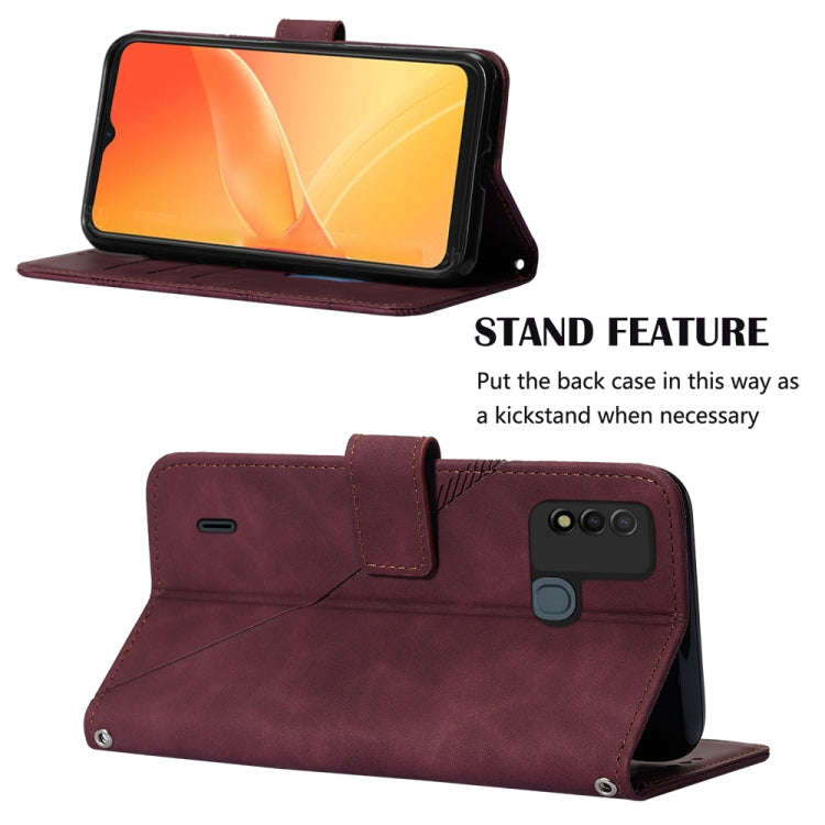 For Itel P37/Vision 2S/P651L Crossbody 3D Embossed Flip Leather Phone Case(Wine Red)
