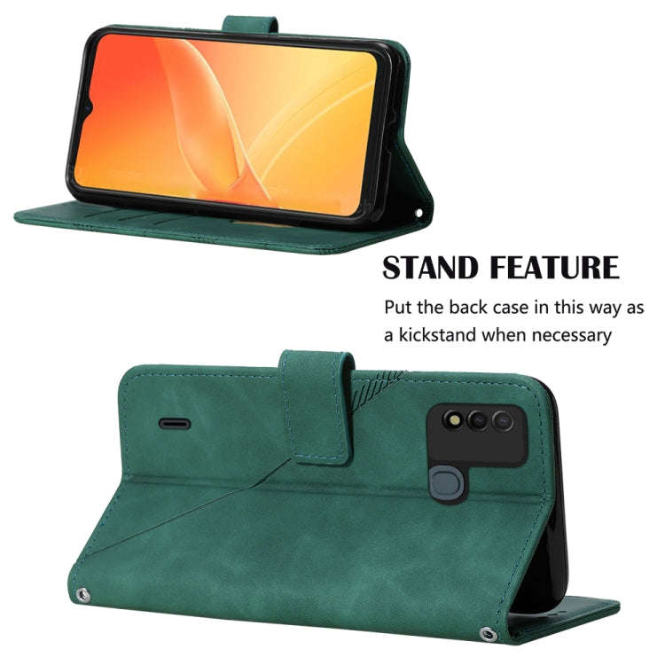For Itel P37/Vision 2S/P651L Crossbody 3D Embossed Flip Leather Phone Case(Dark Green)